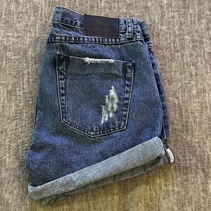 One Teaspoon Distressed Blue Jean Shorts
